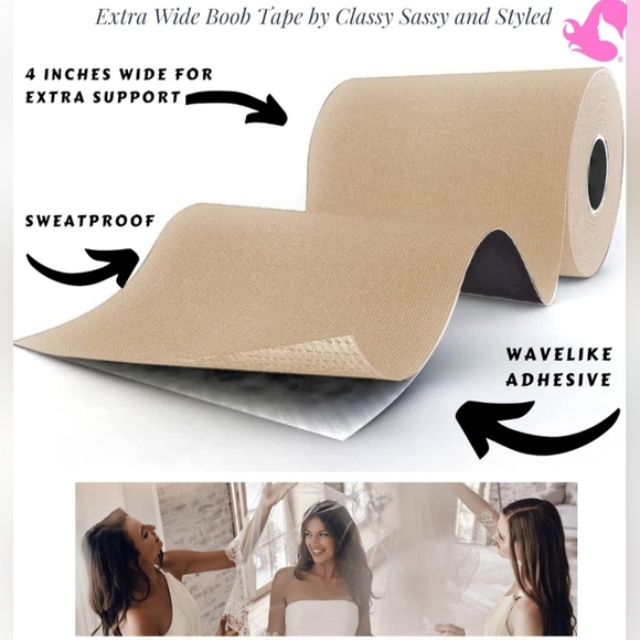 Classy Sassy Extra Wide Boob Tape for Plus Size 4 Inch Adhesive Breast Lift Tape - Picture 4 of 5